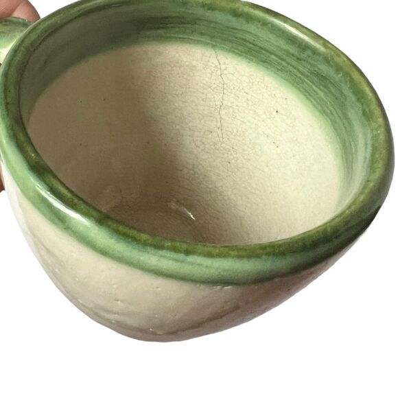 MCM John B Taylor Louisville Stoneware Pottery Green Rim 4pc Set Coffee Cup Mug - Picture 6 of 12